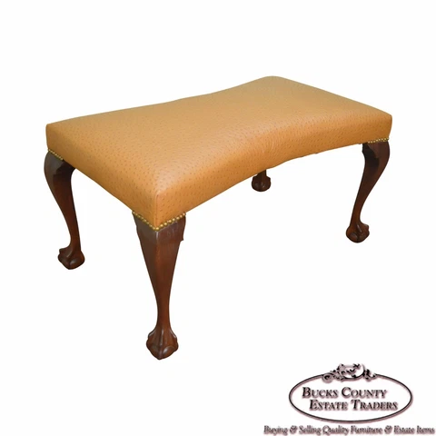 Custom Walnut Chippendale Style Ball & Claw Foot Bench Cover