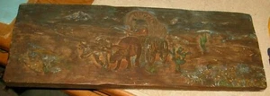 Unglaubliche bemalte und geschnitzte westliche Landschaft mit überdachtem Wagen & Ochsen - Bild 1 von 9