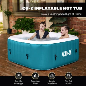 CO-Z 4 Person Inflatable Hot Tub w 120 Massage Jets Air Pump Outdoor Pool - Picture 1 of 10