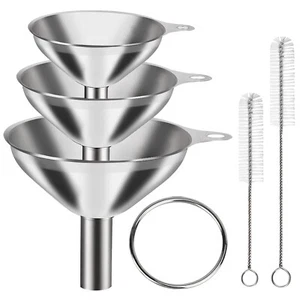 6 Pcs Stainless Steel Mini Funnels for Kitchen use  Large Tiny Small Funnel Set3 - Picture 1 of 7