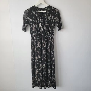 41 Hawthorn stitch fix womens Black Floral faux Wrap Dress size XS - Picture 1 of 7