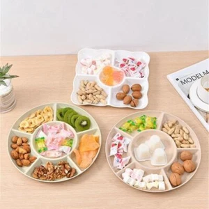 6-Compartment Food Storage Tray Fruit Snack Plate Appetizer Serving Platter - Picture 1 of 13