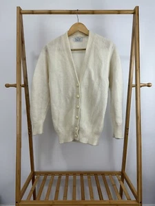 VTG United Colors Of Benetton Mohair Blend Knitted Ivory Cardigan Sweater Sz 44 - Picture 1 of 5