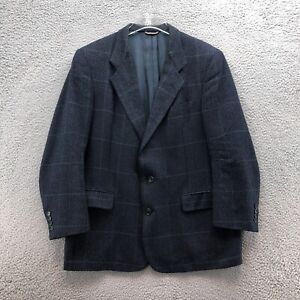 Christian Dior Mens Blazer Blue Black Green 44R Striped Windowpane Sports Coat