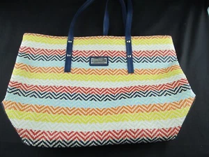 Borsa grande Nine West foderata Chevron multi paglia estate spiaggia 16x12x5 - Foto 1 di 11