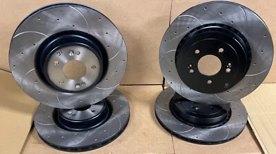 For Infiniti EX30 FX30 FX50 G37 Q60 Front Rear Drilled Grooved Brake Discs Set - Image 1 of 4