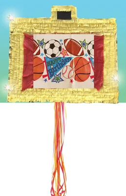 Sports Deportes Birthday Piñata Pull string Hit decoration pinata stick party - Image 1 of 4