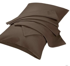 2 x 1000TC QUEEN SIZE CHOCOLATE PILLOW CASES 54x80cm *NEW*FREE POST - Picture 1 of 1