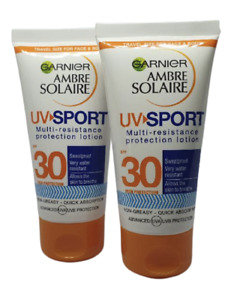 Crème solaire ambre solaire UV sport FPS30 50 ml x 2 visage et corps