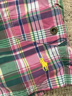NEW Polo Ralph Lauren Swimwear Plaid Shorts Trunks 36 Rope Tie Yellow Pony NWT - Image 1 of 4