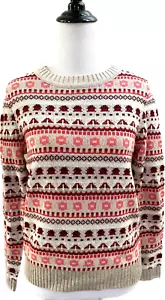 NWT J.Crew Fair Isle Crewneck Sweater Heather Oatmeal Wool Blend Size L - Picture 1 of 5