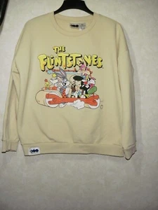 Warner Bros 100th Anniversary Sweatshirt Women XXL Beige The Flintstone Crew - Picture 1 of 7