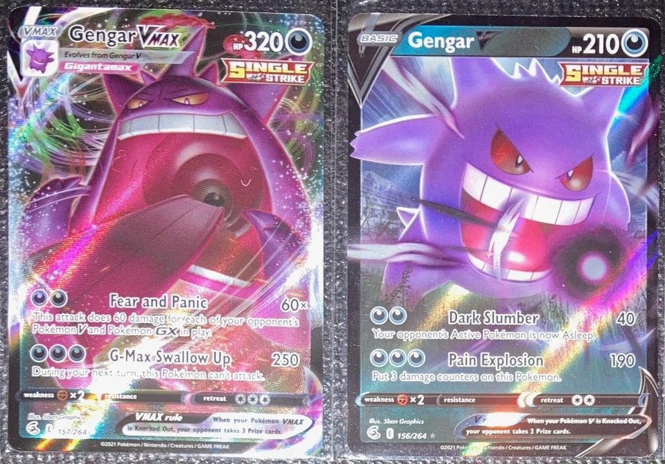 Gengar VMAX 157/264 & Gengar V 156/264 Fusion Strike Ultra Rare Pokemon TCG NM - Image 1 of 1