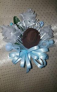 Western Baby shower corsage cowgirl or cowboy hat and boots pink or blue