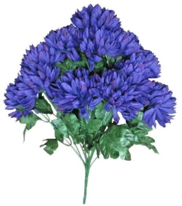Purple 12-4" Chrysanthemum LG 20" Bush In/Outdoor Silk Flower Home Decor Craft - Picture 1 of 1