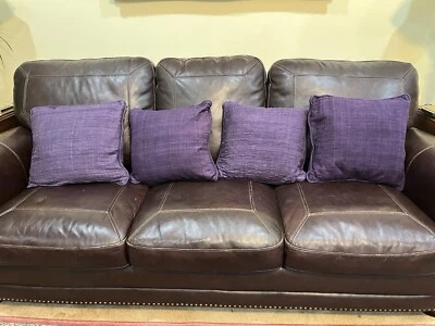 Crate and Barrel Avery Purple Pillow Cover And Insert Duck Feather Set Of 4 - Image 1 of 4