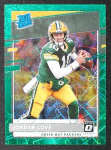 🌟 JORDAN LOVE - 2020 Panini Donruss Optic GREEN VELOCITY Rated Rookie RC #154 - Picture 1 of 2