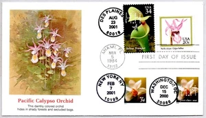 #3529 PLANTAS CARNÍVORAS TROMPETA AMARILLA #2079 ORQUÍDEA CALIPSO NAKANO PERFINS FDC - Imagen 1 de 1