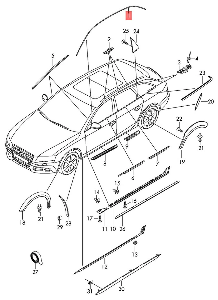 Original AUDI A4 Avant S4 quattro 8K2 8K5 Moldura - Techo Izquierdo 8K5853703HT94 Foto 1 de 1