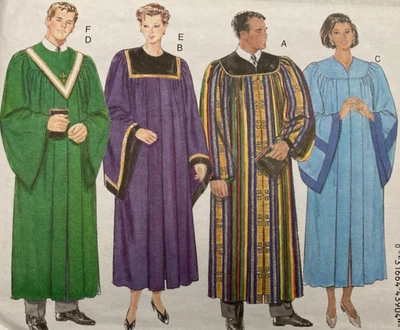 Butterick 5626 Choir Robe Sewing Pattern OSZ Uncut FF Minister Graduation - Image 1 of 4
