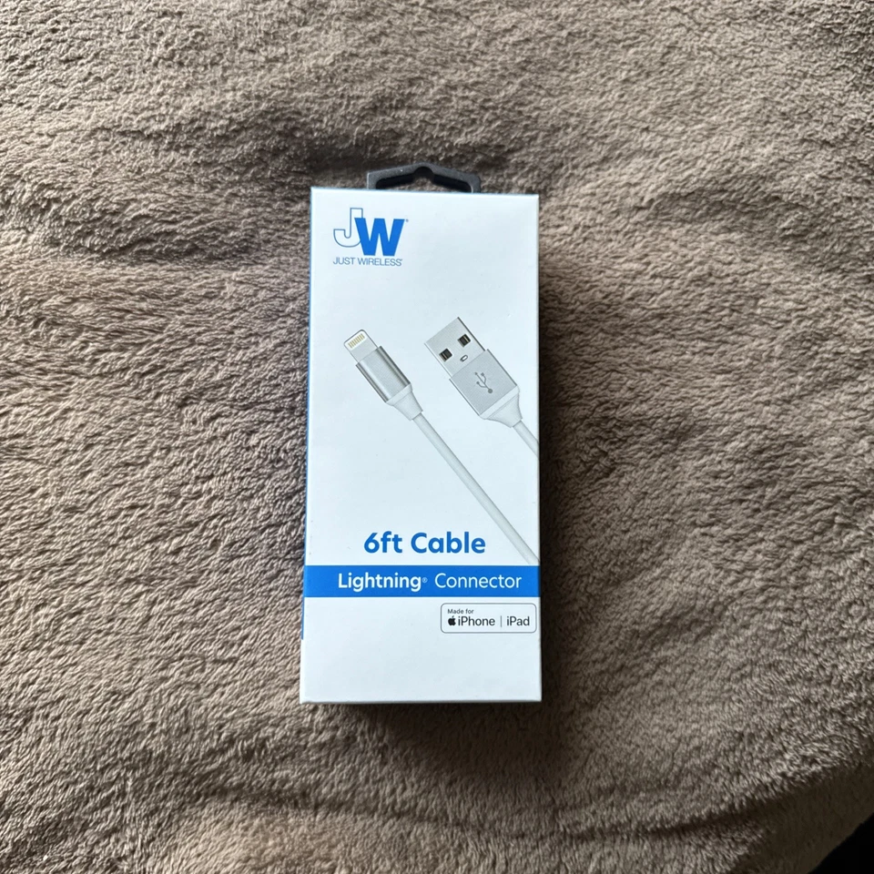 JW Just Wireless 6 Ft Cable Lightning to USB-A 2 Pack White MFi-Certified NEW  - Image 1 of 1