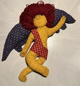 1970 Calico Stoff Plüsch Stofftier 19 Zoll Weihnachten Engel Kissen Wanddekor Garn Haar - Bild 1 von 6