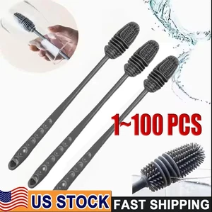 Long Silicone Bottle Brush, Long Handle Cleaner for Bottles & Glassware Lot - Bild 1 von 13