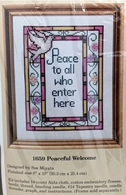 BEADED CROSS STITCH KIT “Peaceful Welcome “ 1659 SEALED The Creative Circle Vtg - Image 1 of 4