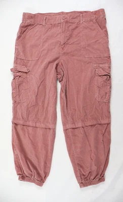 AMERICAN EAGLE Women's 20 Regular Pinkish Red Corduroy Cargo Jogger Baggy Pants - Image 1 of 4