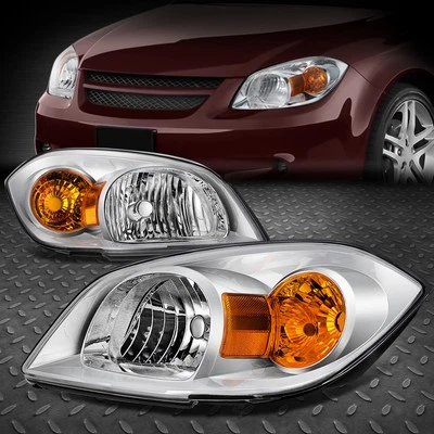 FOR 05-10 CHEVY COBALT PONTIAC G5 CHROME HOUSING AMBER CORNER HEADLIGHT HEADLAMP - Image 1 of 4