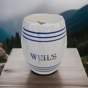 5" HOCH WEILS Steinzeug Fass 1900’s Werbung Minneapolis Min Orgins LESEN  - Bild 1 von 16