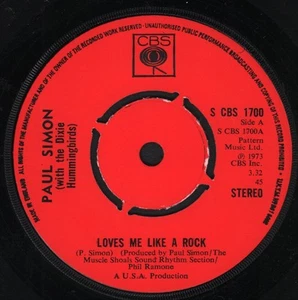Paul Simon Loves Me Like A Rock 7" vinyl UK Cbs 1973 four prong label design - Picture 1 of 2