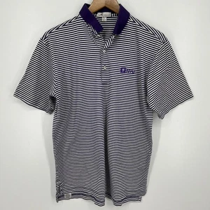 Peter Millar NYU University Polo Shirt Men's Size S Purple Striped Violets NCAA - Picture 1 of 11