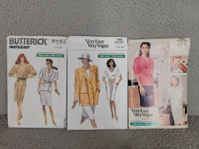 Vintage 80s Uncut Sewing Patterns Size 14 16 18 Vogue Butterick Suits - Image 1 of 4