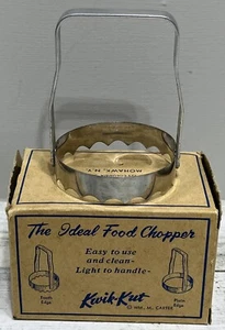 Vintage Kwik-Kut The Ideal Food Chopper Tooth Edge Mohawk NY Original Box - Bild 1 von 8