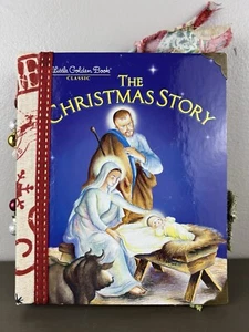 Little Golden Book The Christmas Story Journal w/ Vintage Papers Ephemera - Picture 1 of 22