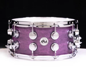DW Collector's Pure Maple 7x14 Snare Drum - Lavender Satin Oil - Picture 1 of 7