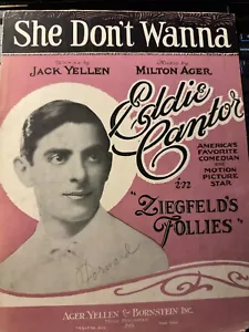 1927 Ziegfeld Follies sheet music ‘She Don’t Wanna’ (EDDIE CANTOR) - Picture 1 of 1