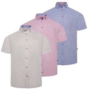 Mens KAM Cotton Linen Finish Short Sleeve Button Shirt Casual Big Size 2-8XL - Picture 1 of 7