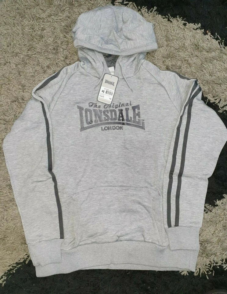 Lonsdale Hoodie OTH Ladies Hoody Hooded Top Long Sleeve Classic Fit Grey NEW - Image 1 of 1