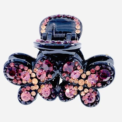 Acrílico Mariposa Garra de Pelo Mandíbula Horquilla Piedras Checas Cristal Elegante Púrpura #2 Foto 1 de 4