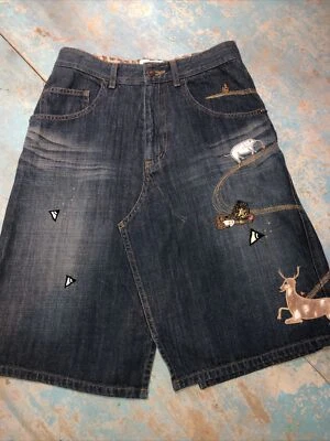 52. Tsumori Chisato 牛仔刺绣裙狮子羔羊大象动物 S $398 — 第 1/4 张图片