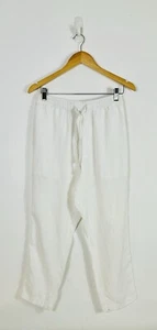 Assembly Label Women’s White 100% Linen Drawstring Pants with Pockets - Size 8 - Picture 1 of 13