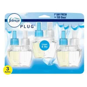 Febreze Dual Plug in Oil Refill Linen & Sky Scent Pack of 3 Air Fresher 2.63oz - Picture 1 of 6