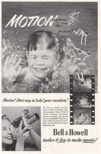 Cámara de película Bell & Howell 1953: anuncio impreso vintage completo con movimiento - Imagen 1 de 1