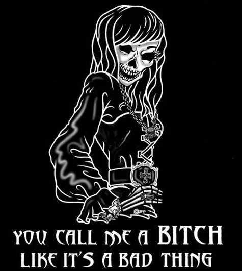 CALL ME BITCH LIKE BAD GOTH SKELETON 女子骷髅 T 恤 — 第 1/1 张图片