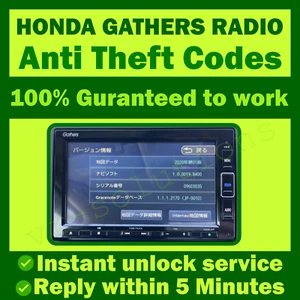 Honda Gathers código de desbloqueo de radio CD clave VXM-215Ci VXM-225CI VXM-205Ci - Imagen 1 de 2