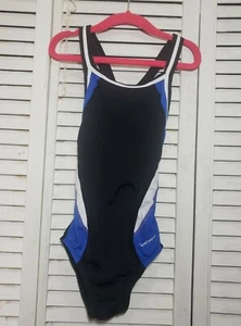 Dolphin Swimsuit Girls Sz 24 Girls One Piece Racerback ' Blue,  Black and White  - Picture 1 of 3