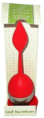 Infusor de té de hojas sueltas ~ Silicona roja y metal Foto 1 de 2