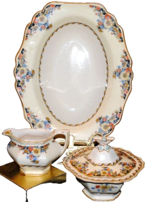 ANTIQUE MADDOCK SON MINERVA PLAZA #3535 ENGLAND LOT SUGAR BOWL LID CREAMER BOWL - image 1 of 4